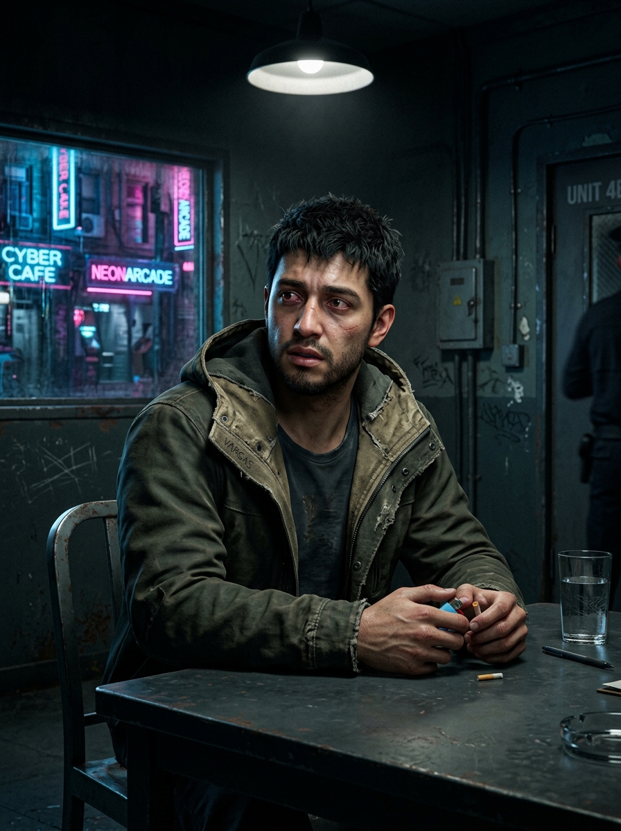 Portrait of the suspect currently being interrogated